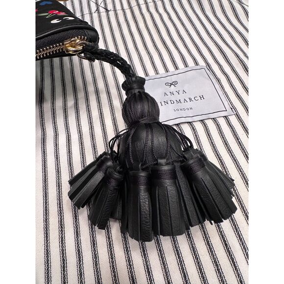 Anya Hindmarch Georgiana All Over Wink Sticker Clutch Bag Black Leather - Picture 7 of 9